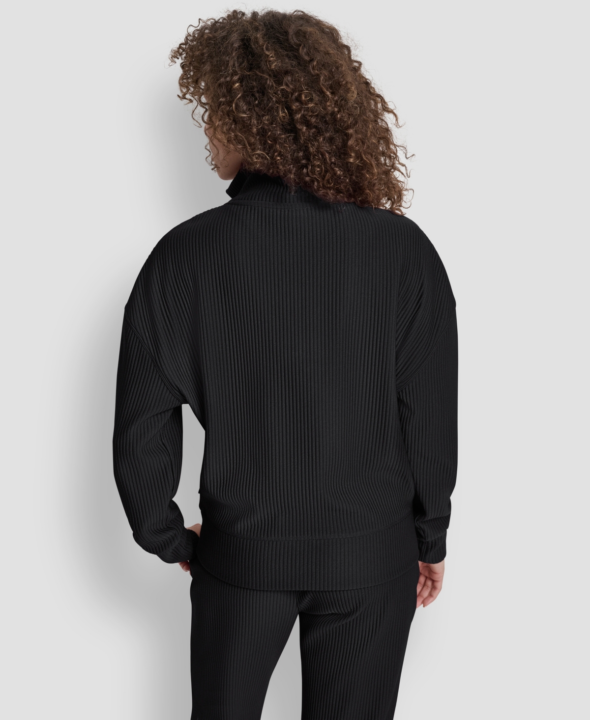 Dkny Women's Tech Ottoman Half-zip Mock Neck Sweatshirt In Black