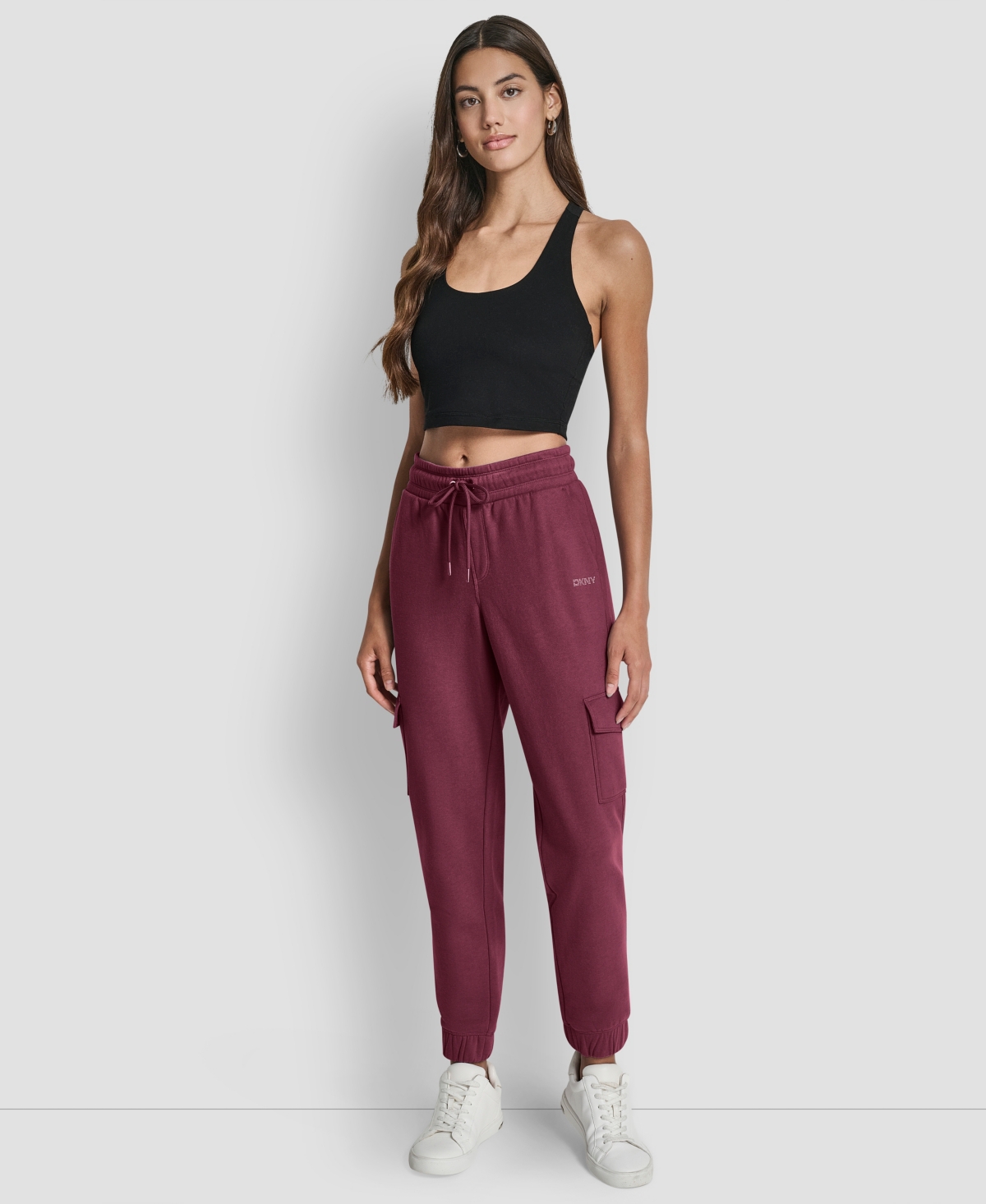 Dkny Sport Women's Studded-logo Cargo Joggers In Red