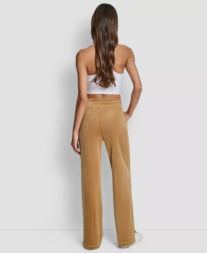 Women's Super Soft Velour HD Embroidery Logo Slit Track Pants - thumbnail 5