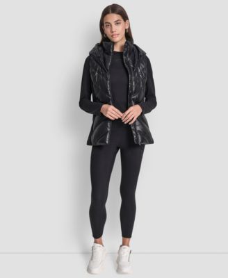 Women's Contrast Collar Hooded Puffer Vest