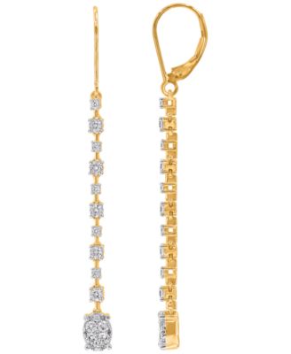 Diamond Long Drop Earrings (1 ct. t.w.) in 14K Yellow Gold