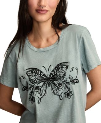 Women's Linear Butterfly Classic Crew Neck T-Shirt