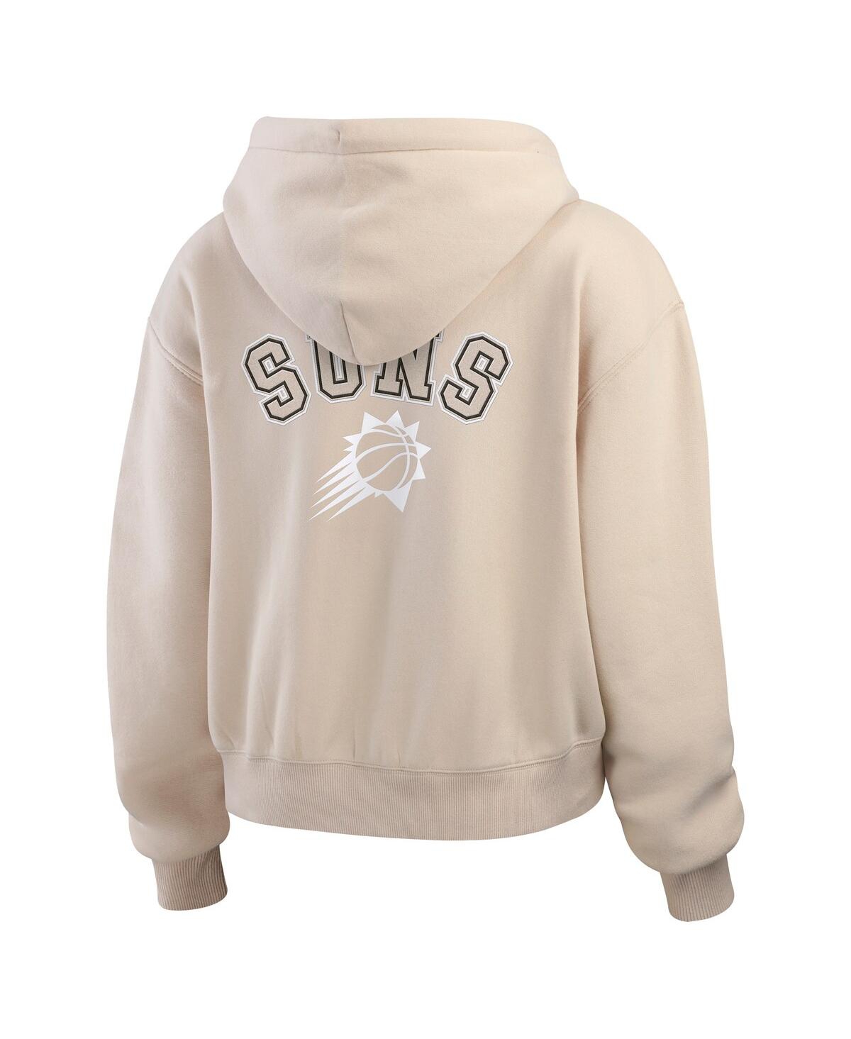 Wear By Erin Andrews Women's Tan Phoenix Suns Tonal Felt Patch Full-zip Hoodie In Brown