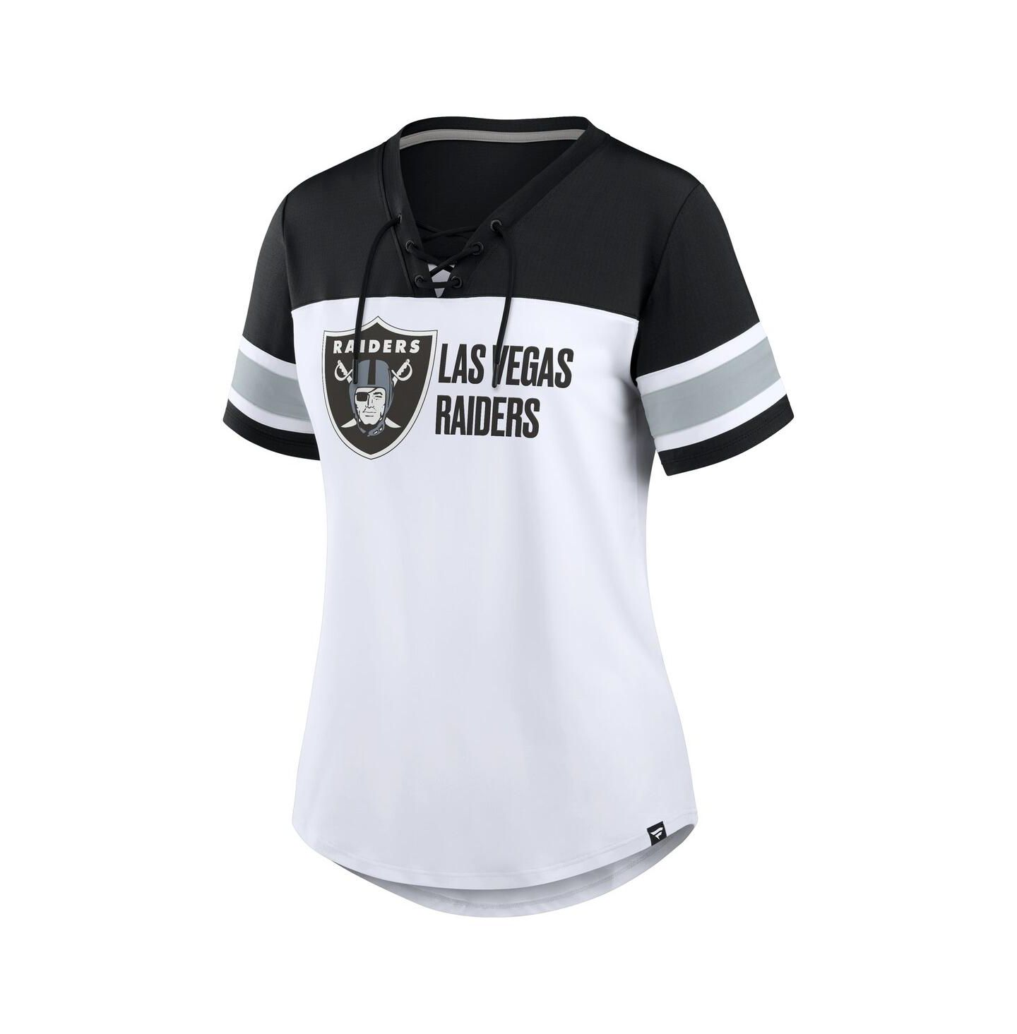 Женская футболка Fanatics White/Black Las Vegas Raiders Athena Lace-Up V-Neck — фото 2