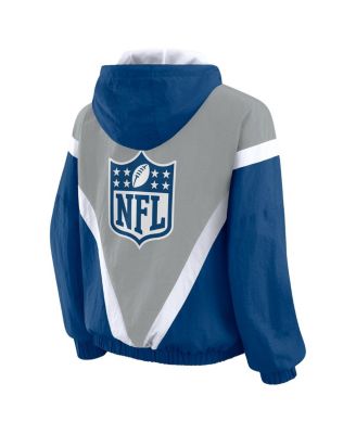 Women's Silver/Blue Shield Merchandise Retro Crinkle Full-Zip Hoodie Windbreaker Jacket