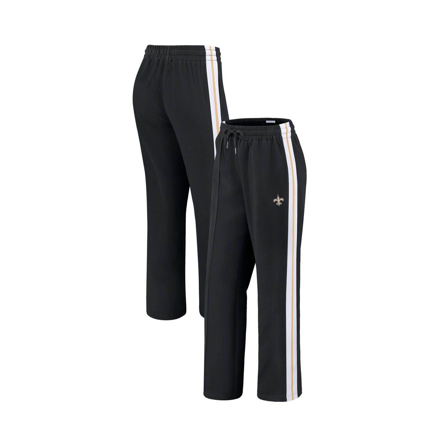 Женские брюки WEAR by Erin Andrews Black New Orleans Saints Color Block Straight Leg — фото 1