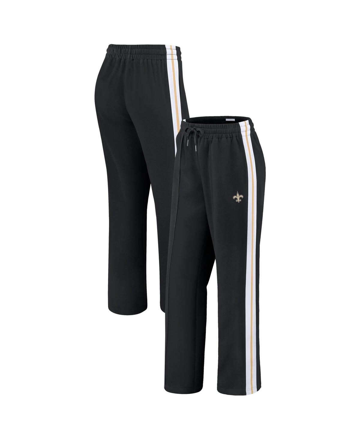 Wear By Erin Andrews Women's Black New Orleans Saints Color Block Straight Leg Pants In Black