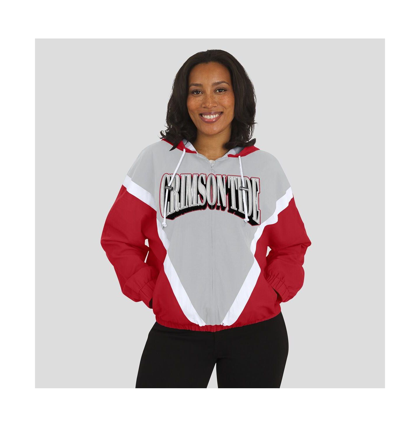 Женские худи WEAR by Erin Andrews Crimson/Gray Alabama Crimson Tide Color Block Full-Zip Windbreaker Jacket — фото 4