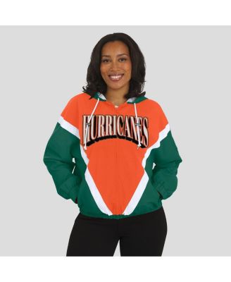 Women's Orange/Green Miami Hurricanes Color Block Full-Zip Hoodie Windbreaker Jacket