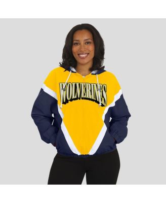 Women's Maize/Navy Michigan Wolverines Color Block Full-Zip Hoodie Windbreaker Jacket