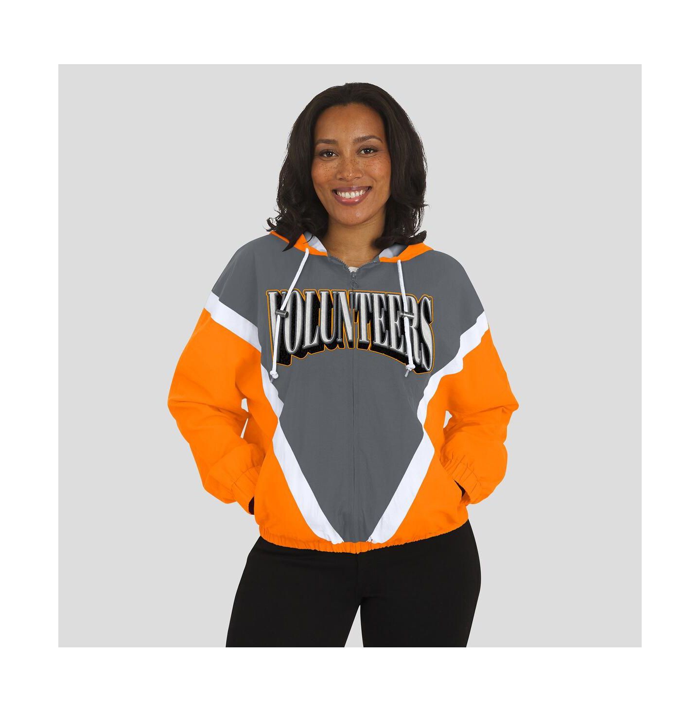 Женские худи WEAR by Erin Andrews Tennessee Orange/Gray Tennessee Volunteers Color Block Full-Zip Windbreaker Jacket — фото 4
