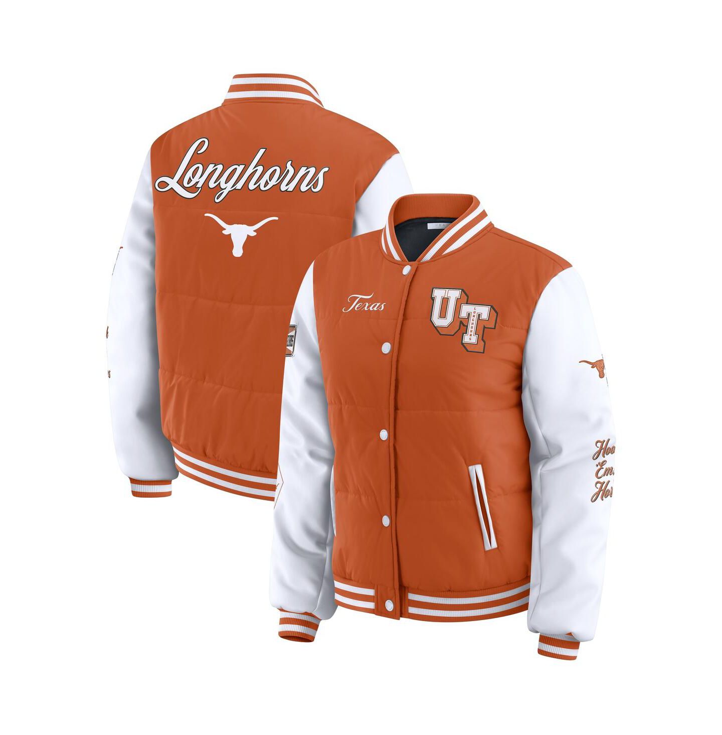 Женская куртка WEAR by Erin Andrews Burnt Orange Texas Longhorns Varsity Puffer — фото 1
