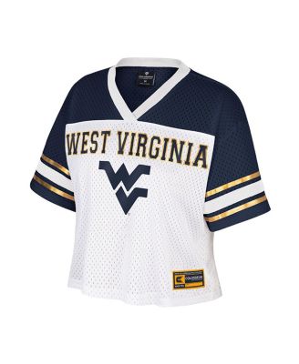 Women's White West Virginia Mountaineers Treasure Cropped Football Jersey