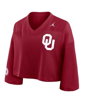 Women's Crimson Oklahoma Sooners Cropped Mesh Dri-FIT Fashion Jersey