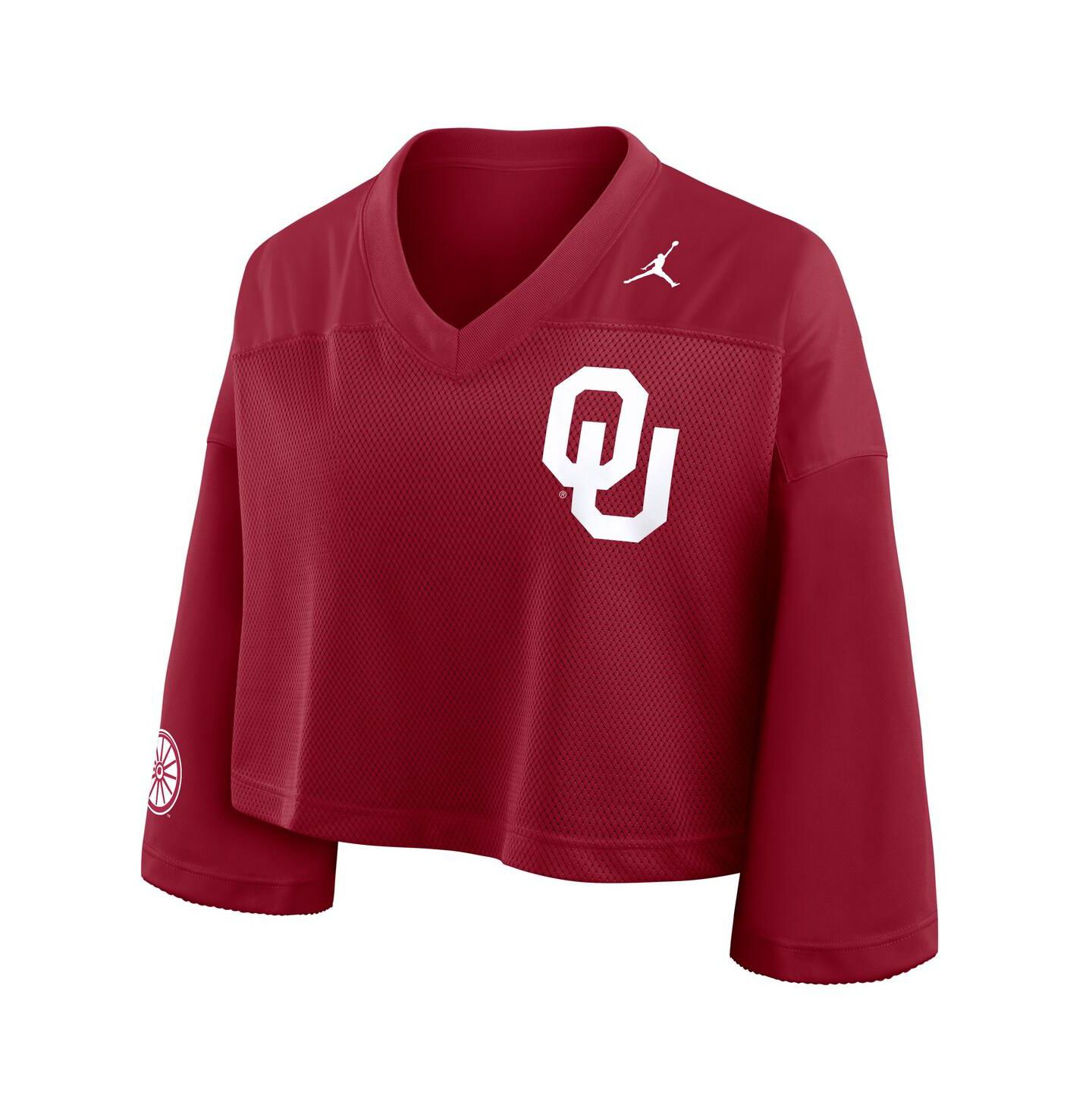 Женский топ Jordan Crimson Oklahoma Sooners Cropped Mesh Dri-FIT Fashion Jersey — фото 2
