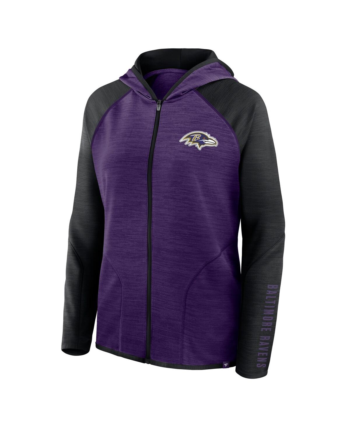 Fanatics Women's Purple/black Baltimore Ravens Redzone End Around Pass Raglan Full-zip Hoodie In Multi