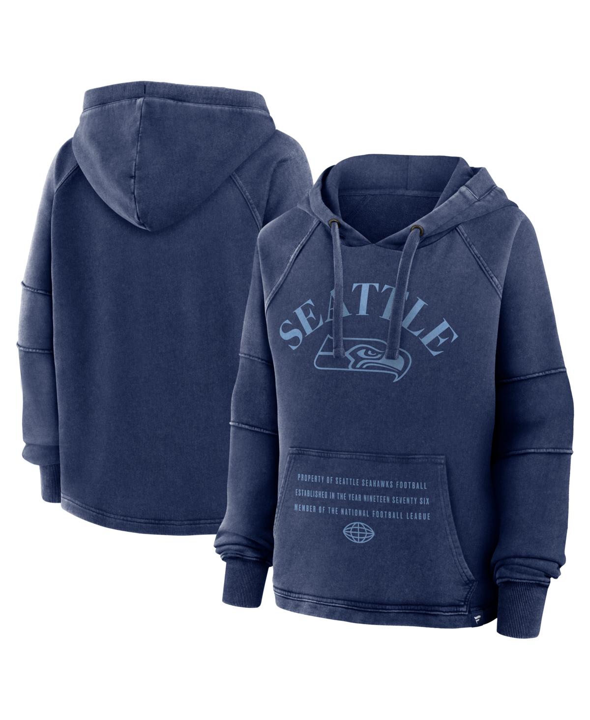 Fanatics Women's Navy Seattle Seahawks Oversized Raglan Gridiron Hoodie In Blue