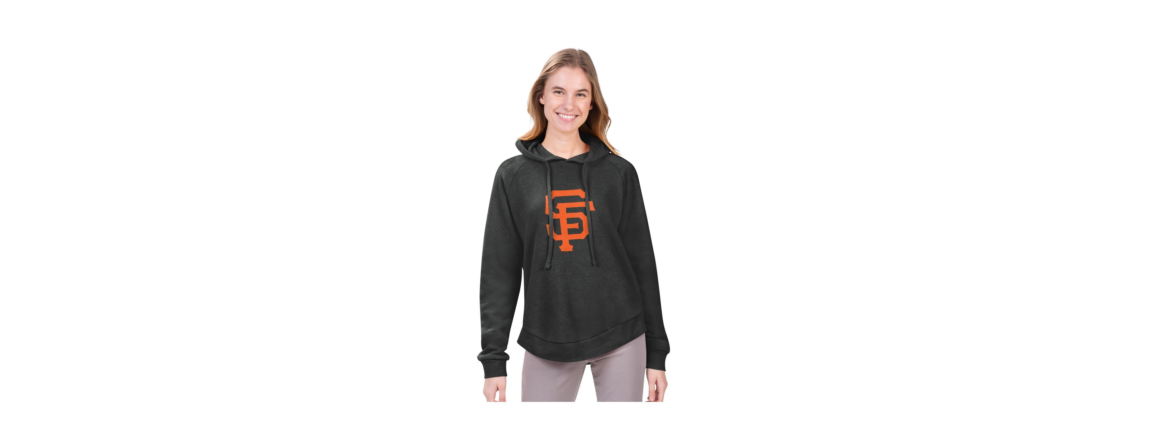 G-Ill 4Her by Carl Banks Women's  Charcoal San Francisco Giants Jordan Angel Raglan Fleece Pullover Hoodie