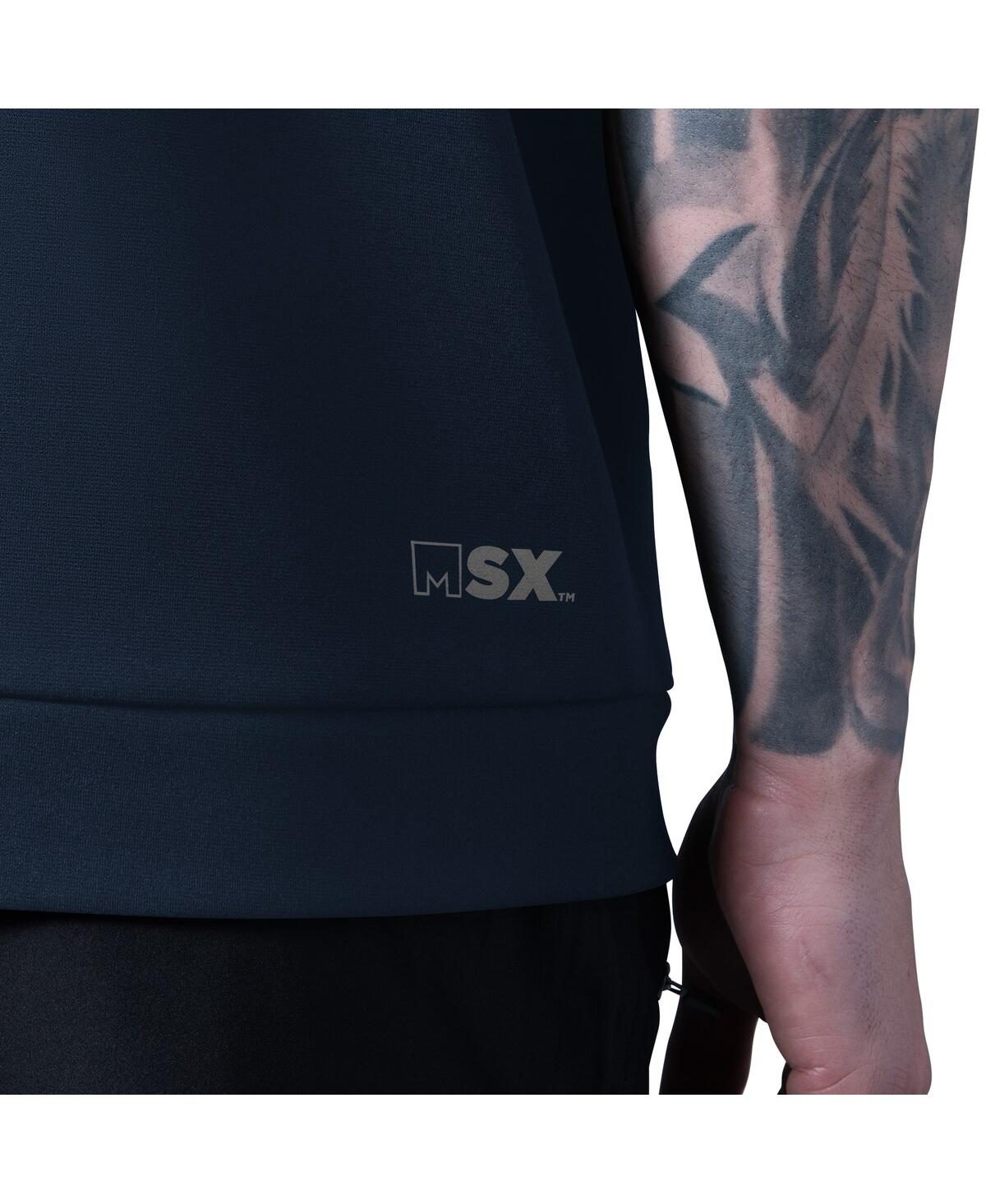 Msx By Michael Strahan Men's Navy New England Patriots Tri-blend Rebound Sleeveless Hoodie In Blue