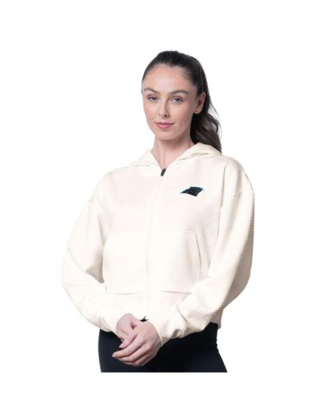 Женское худи MSX by Michael Strahan Cream Carolina Panthers Eleanor Full-Zip