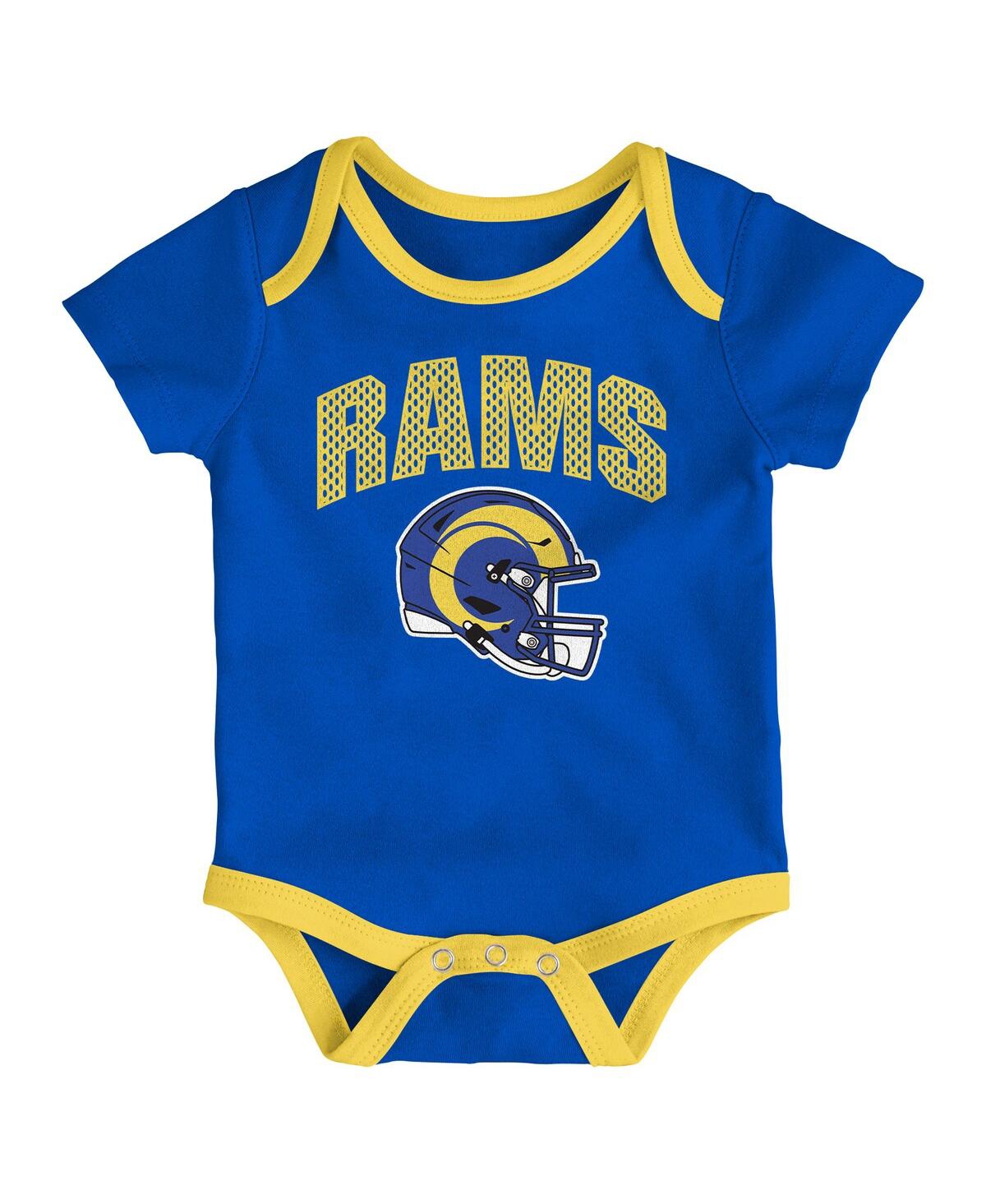 Outerstuff Baby Boys And Girls 3-piece Los Angeles Rams All Day Play Bodysuit Set In Yellow