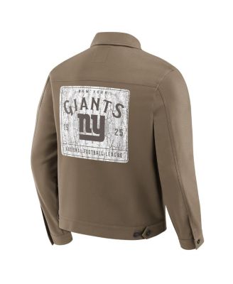 Men's Tan New York Giants Trucker Full-Button Jacket