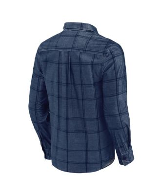 Men's Darius Rucker Collection by Fanatics Navy New York Yankees Thin Wale Corduroy Plaid Button Up Shirt
