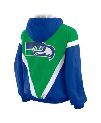 Women's Kelly Green/Royal Seattle Seahawks Plus Size Retro Crinkle Full-Zip Windbreaker Jacket