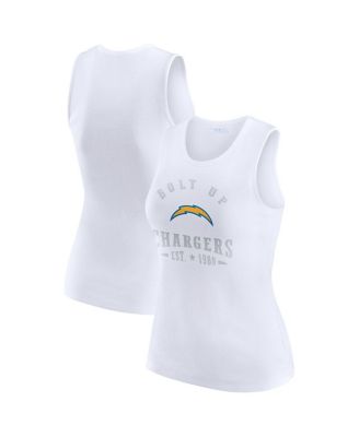 WEAR by Erin Andrews - Women's White Los Angeles Chargers Ribbed Graphic Tank Top