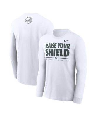 Nike - Men's White Michigan State Spartans 2025 Football Fan Raise Your Shield Long Sleeve T-Shirt