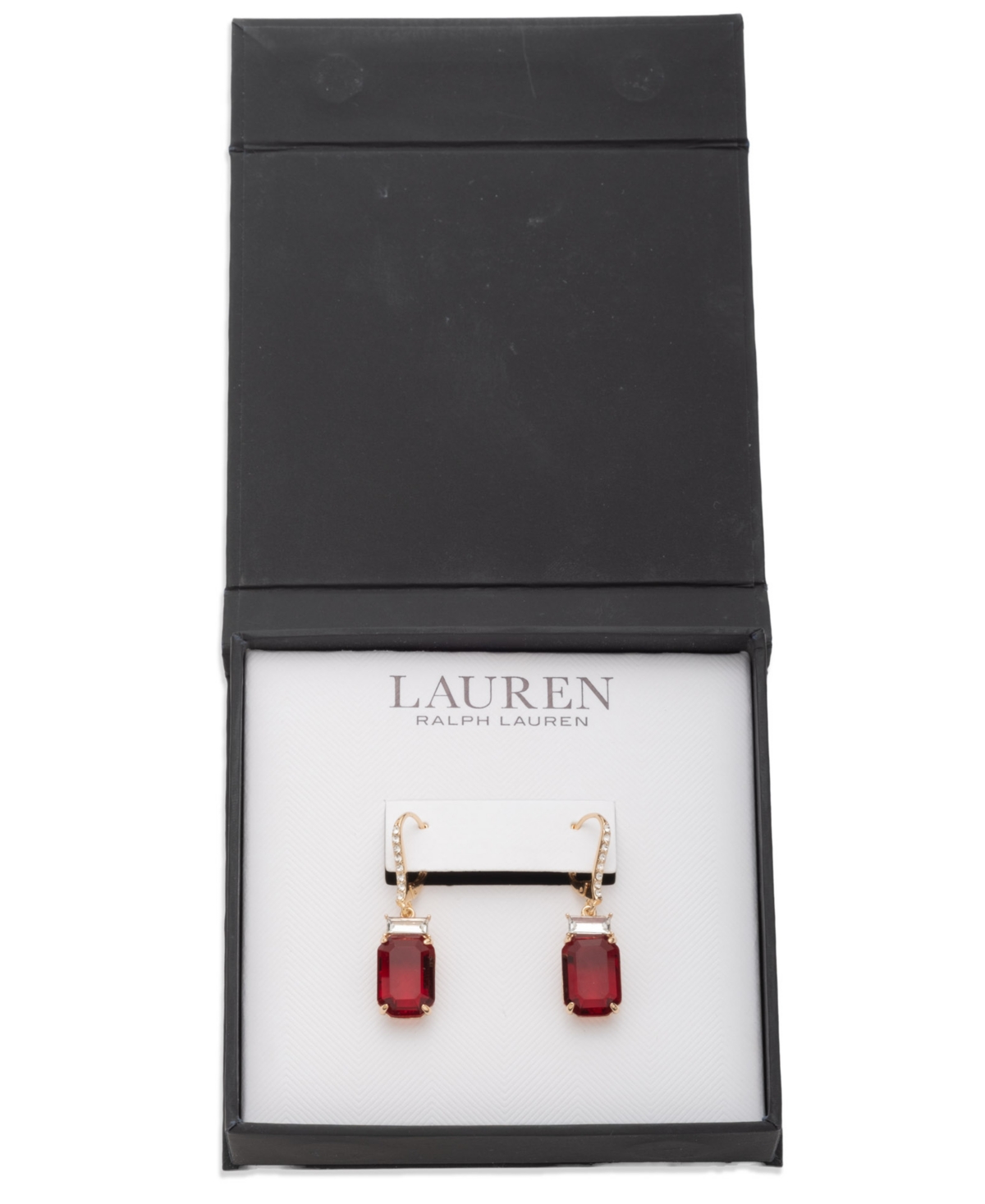 Ralph Lauren Glass Stone Drop Earrings In Red