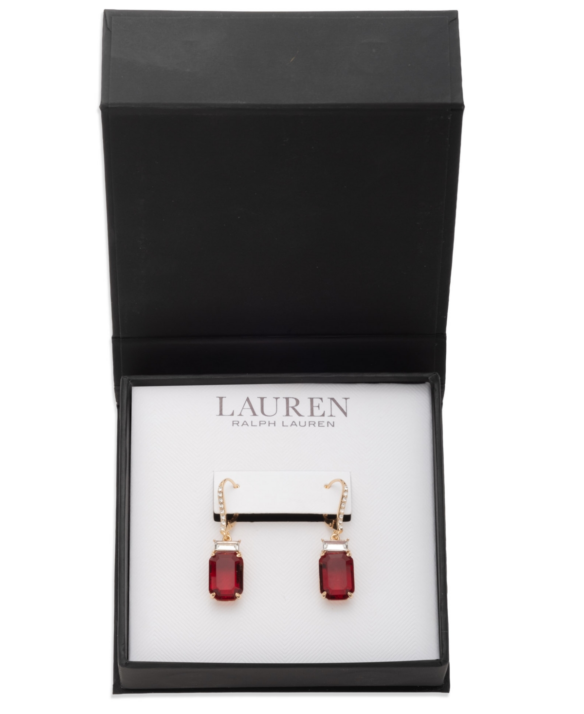 Ralph Lauren Glass Stone Drop Earrings In Red