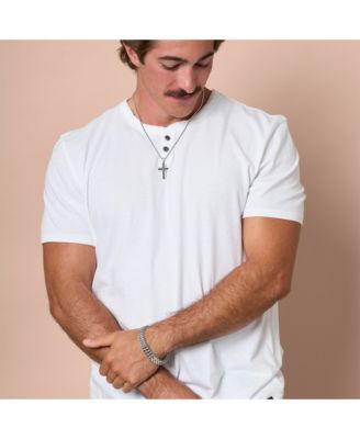 Stainless Steel Cross Necklace for Men 24", Two-Tone Pendant Necklace, Cross Jewelry