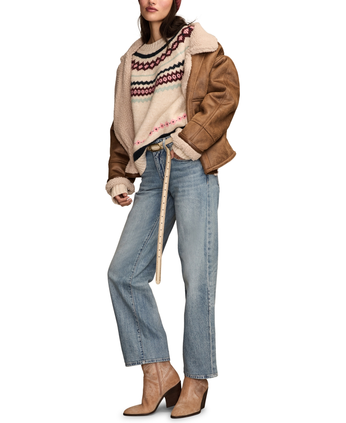 Lucky Brand Fair Isle Crewneck Sweater In Multi