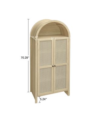 Elegant Arch Design Rattan Cabinet with Openwork Surface