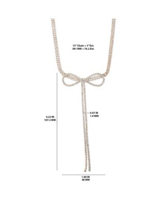 BCBG Generation Crystal Double Strand Bow Lariat Necklace