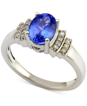 image of Tanzanite (1 ct. t.w.) and Diamond (1/10 ct. t.w.) Ring in 14k White Gold