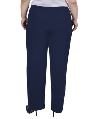 Plus Size Straight Leg Pull On Pants