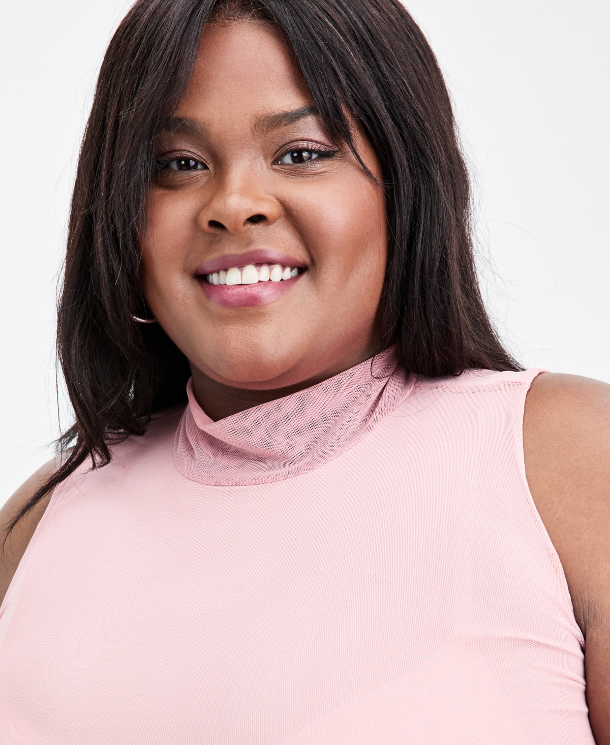 Bar Iii Trendy Plus Size Mesh Mock-neck Fit & Flare Dress, Macy's Exclusive In Multi