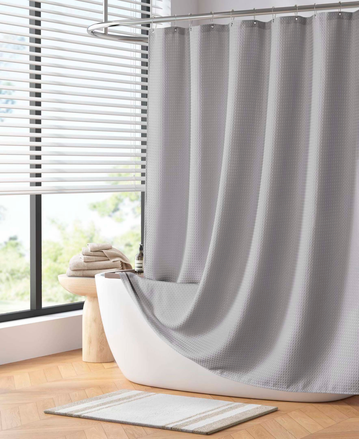 Madison Park Arbor Waffle Shower Curtain, 72" X 72" In Gray