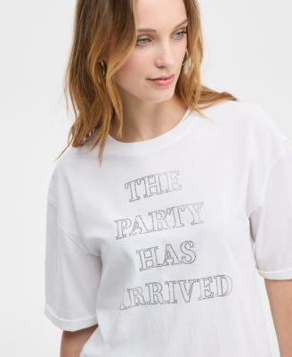 Women's Short-Sleeve Studded Party T-Shirt