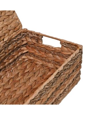 Hand-Woven Hyacinth Storage Baskets with Handles and Lids (Set of 3)