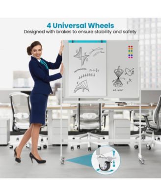 48"x36" Mobile Magnetic Double-Sided Reversible Whiteboard Height Adjust