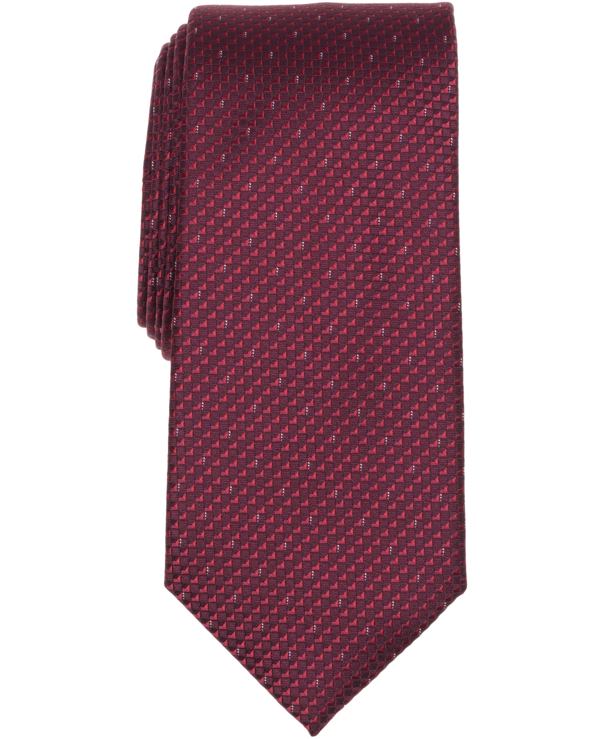 Perry Ellis Portfolio Men's Frade Mini Pattern Classic Fit Tie In Burgundy