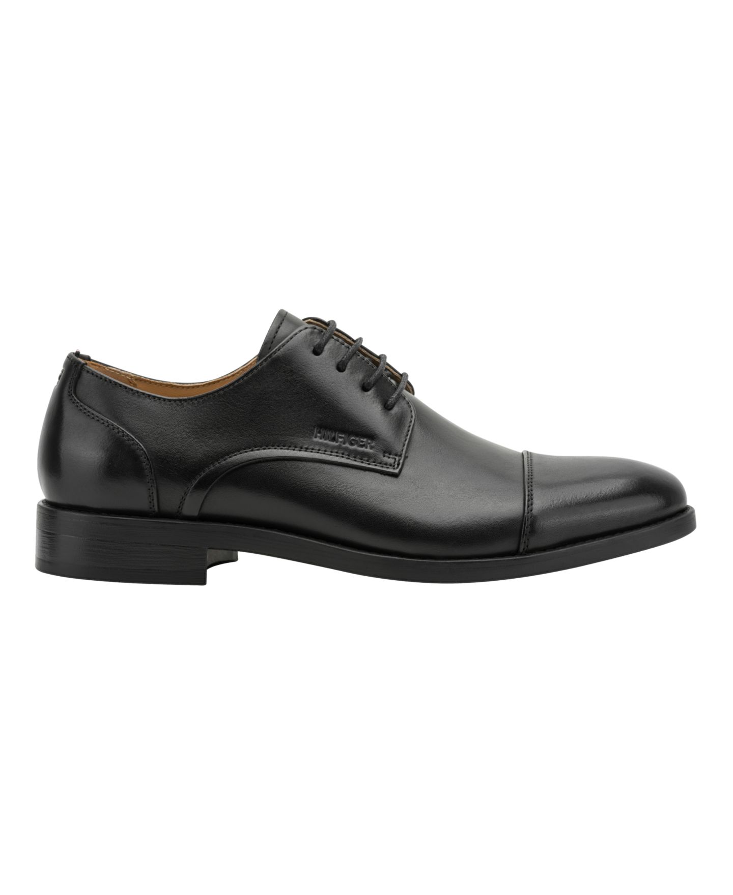 Мужские туфли Tommy Hilfiger Creagan Leather Derby Dress Shoes, цвет: Чёрный кожаный — фото 2