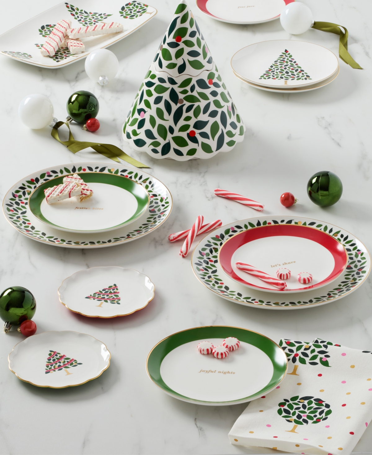 Kate Spade Evergreen Scallop Tidbit Plates, Set Of 4 In Multi