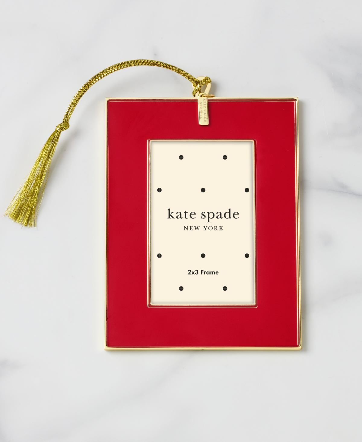 Kate Spade Be Jolly Mini Frame Ornament In Red