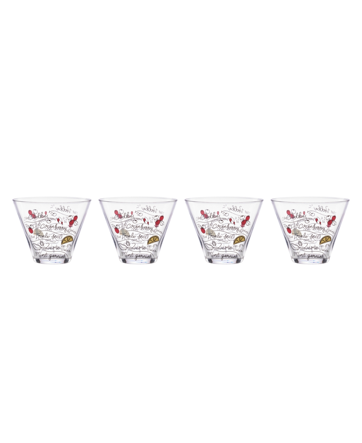 Kate Spade Make Merry Stemless Martini Glasses, Set Of 4 In Multi