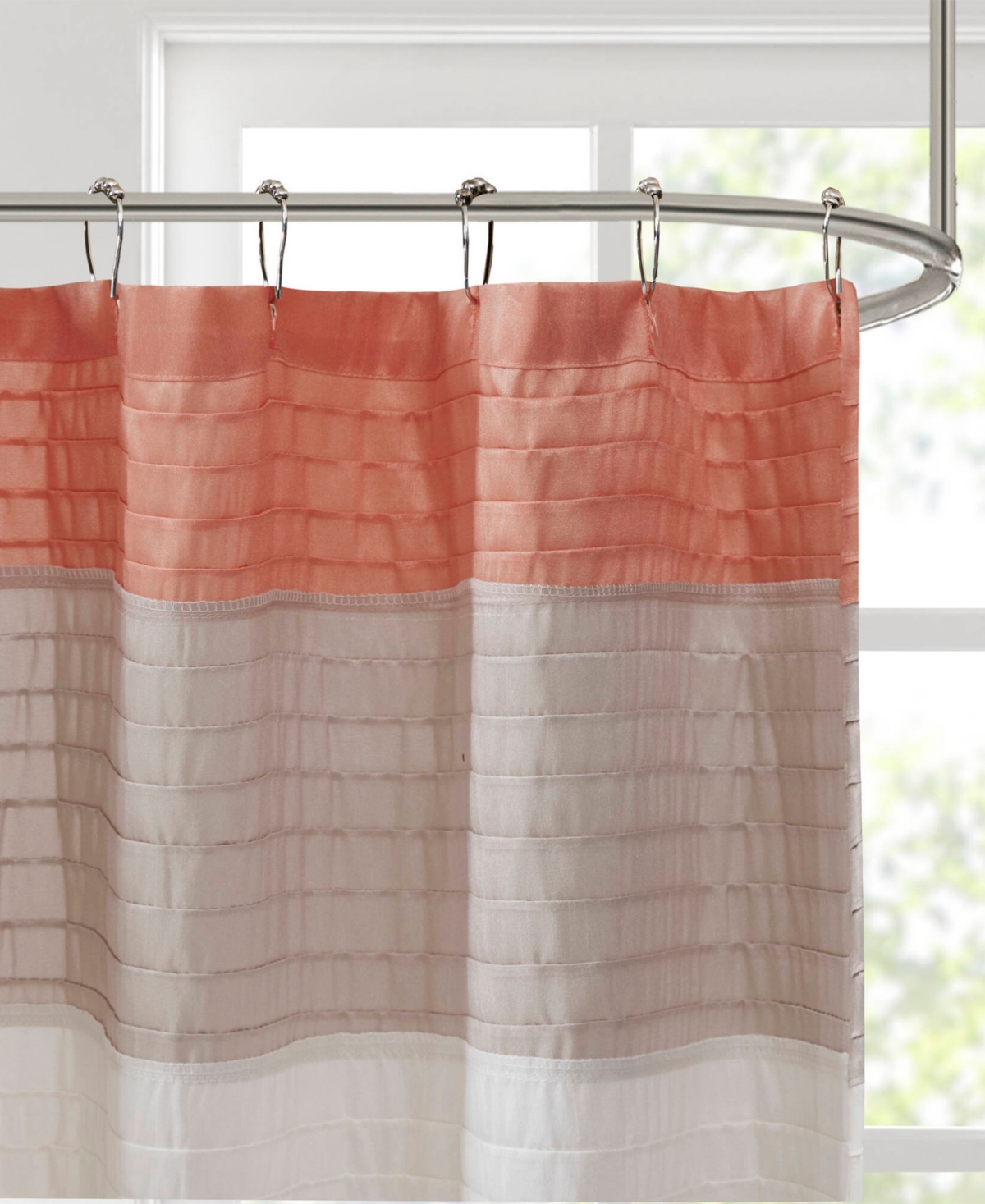 Madison Park Amherst Faux Silk Shower Curtain, 72" X 84" In Orange