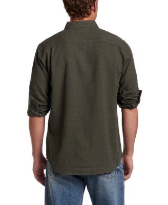 Men's Button Front Collared Textured Dobby Shirt